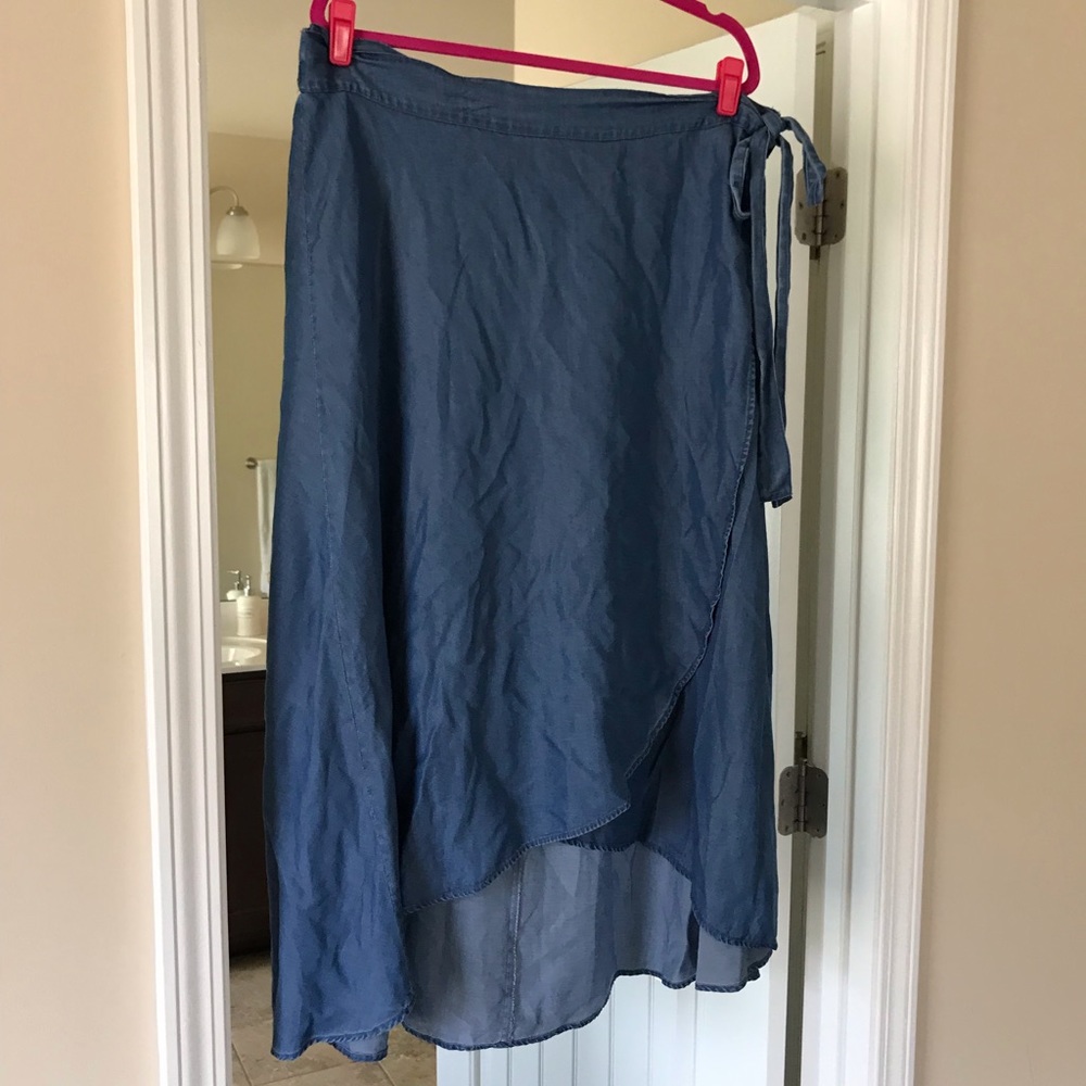 Chambray wrap skirt